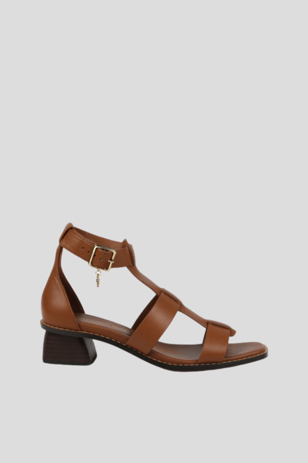 Wood-effect heeled sandals