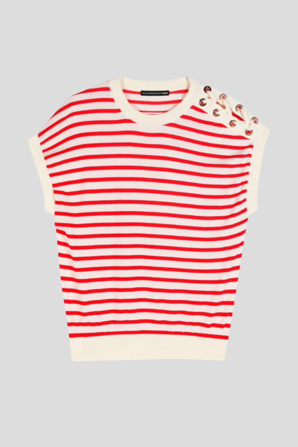 Striped top with eyelet details