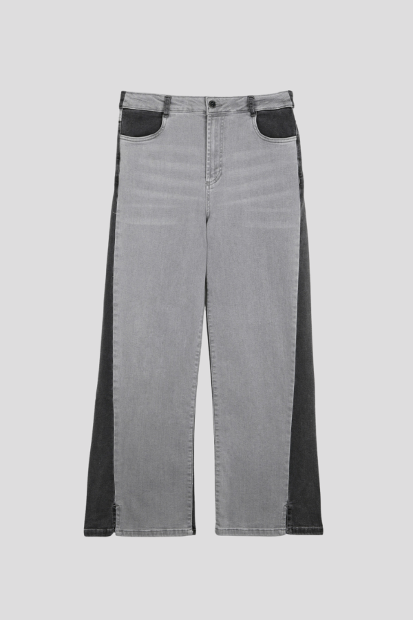 Wide-leg jeans with two-tone contrast details