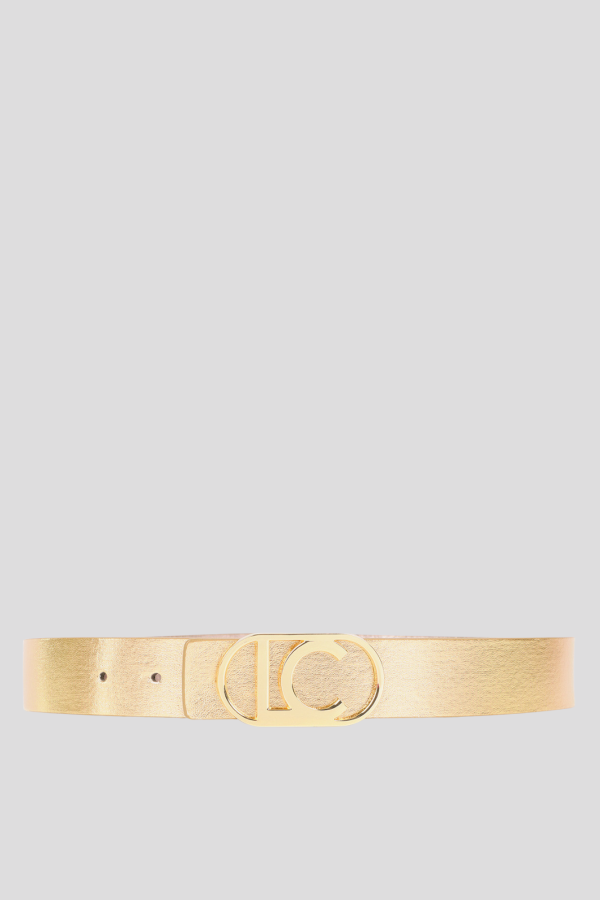 Reversible metal belt with oval buckle