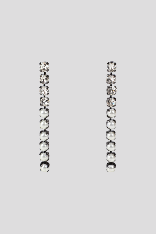 Rhinestone dangle earrings with crystals and faux
