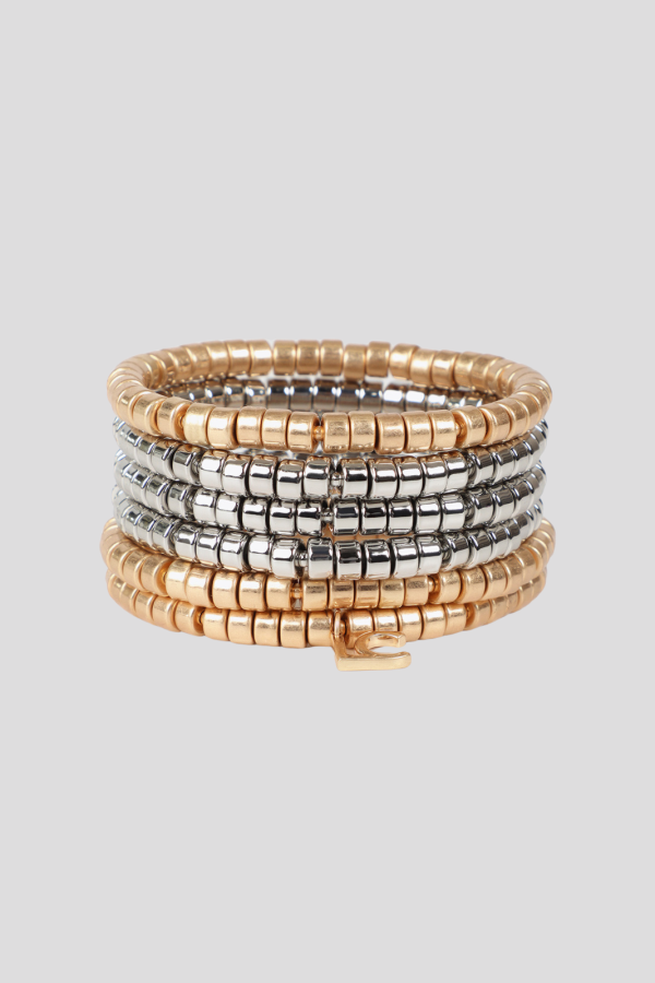 Pack of two-tone metal-effect stretch bracelets