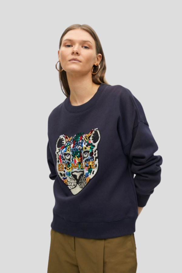 Animal sweatshirt with rhinestones
