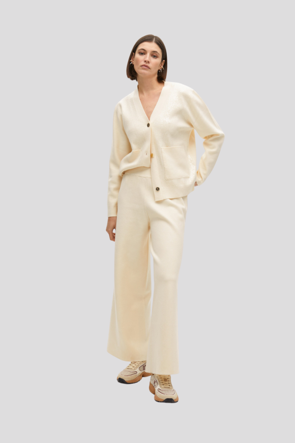 Knit trousers with side sequins