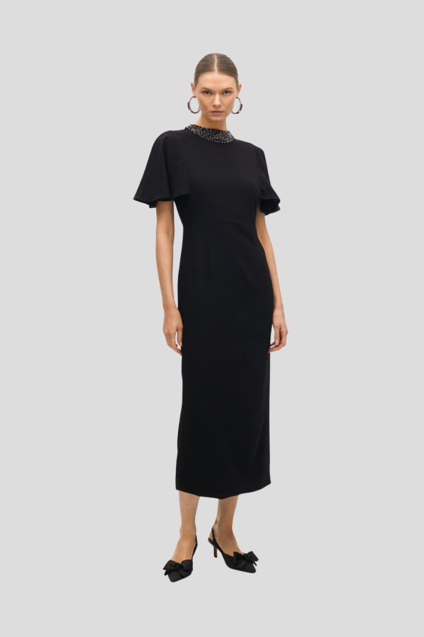 Cape Sleeve Jewel Neck Dress