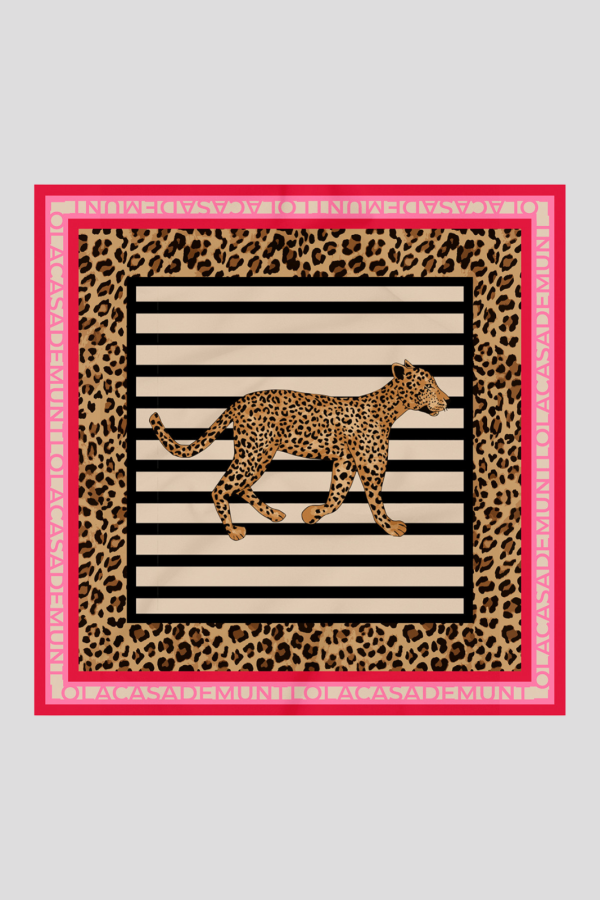Panuelo satinado con estampado combinado de rallas