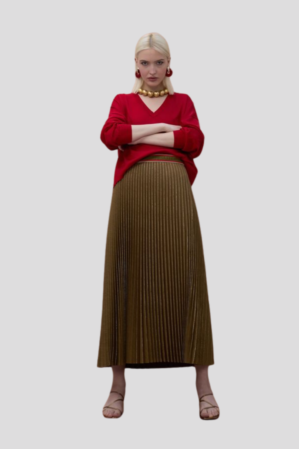 Falda plisada metalizada