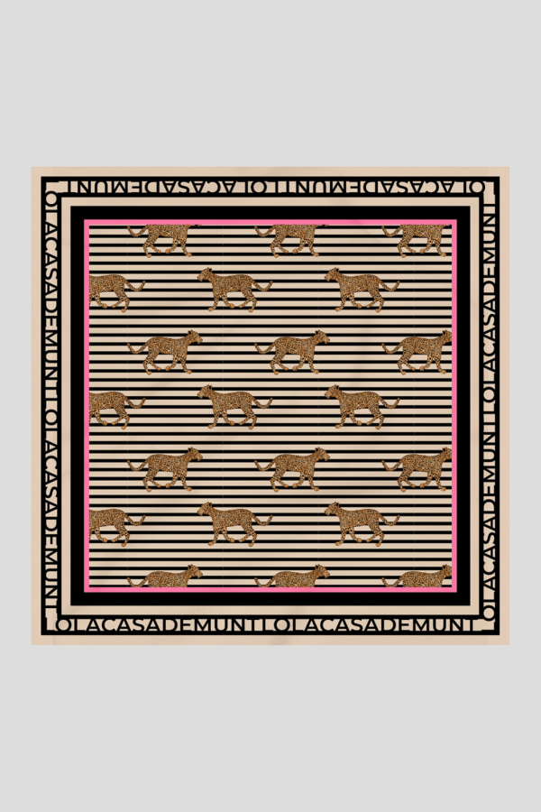 Panuelo satinado con estampado combinado de rallas