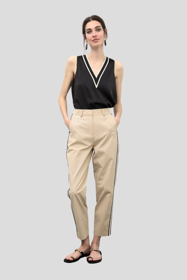 Pantalon recto cintas rayas lateral