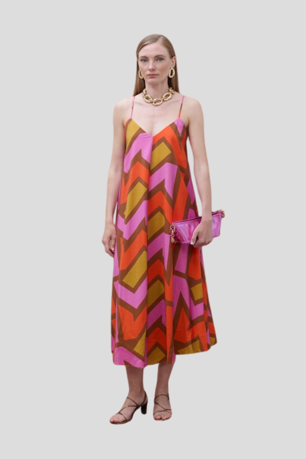 Strappy V-Neck Logo Dress