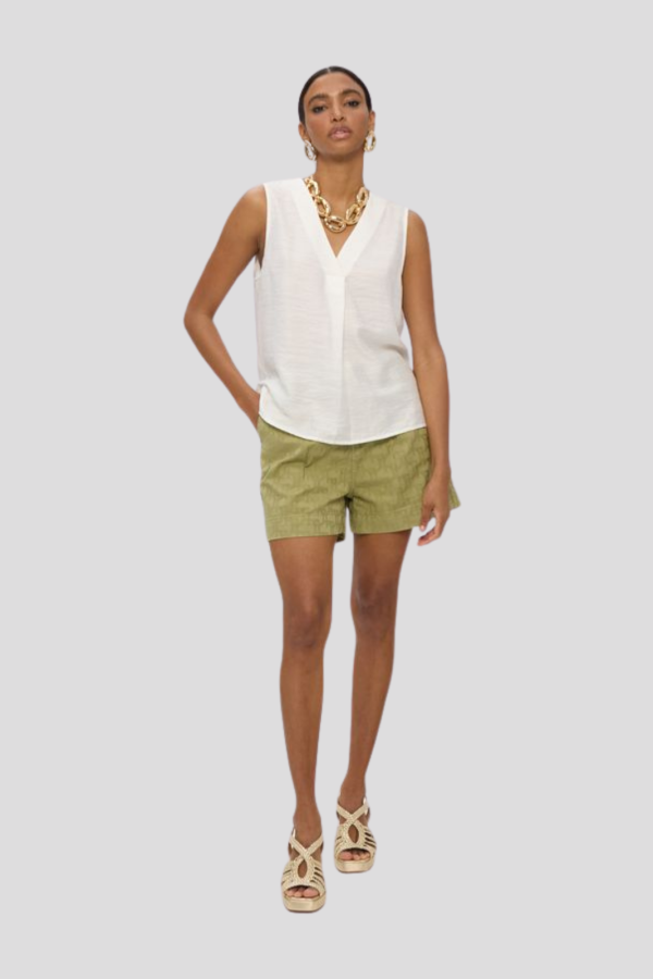 Pleated V-neck Top