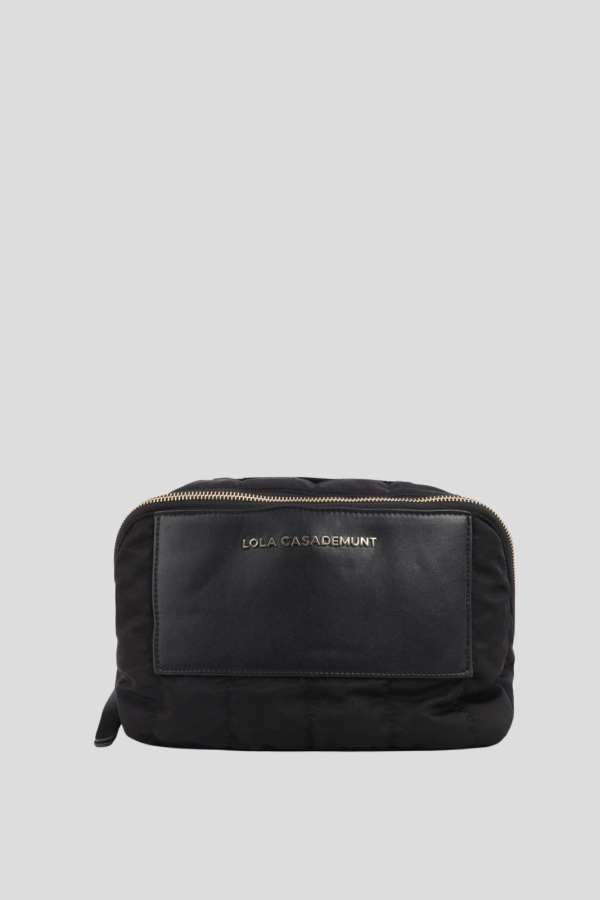 Combined Nylon and PU Toiletry Bag