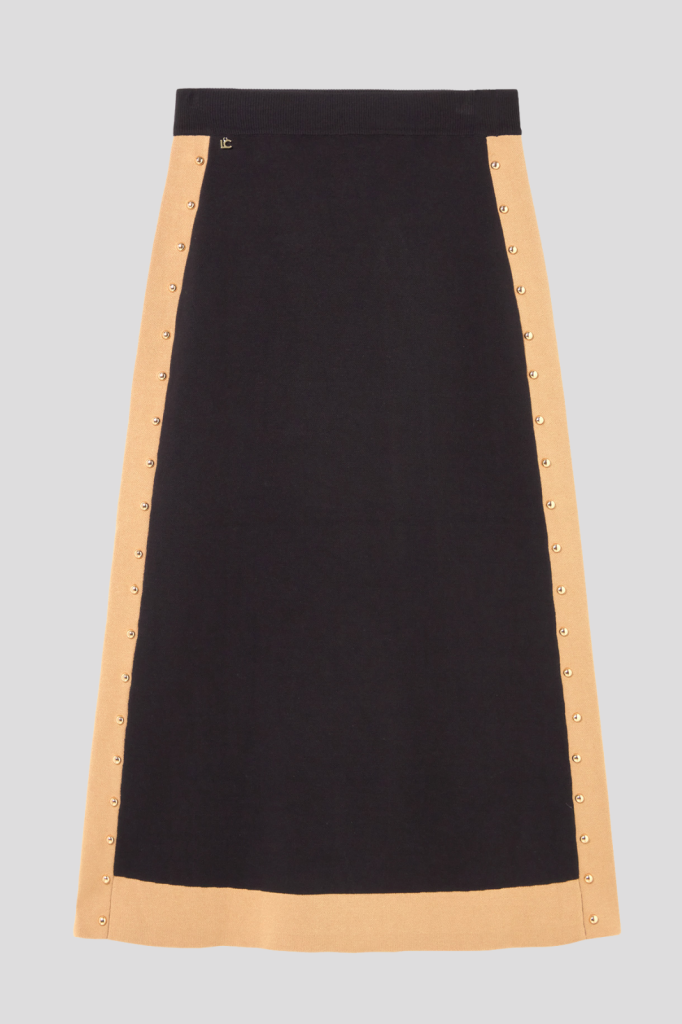 Contrast side midi skirt