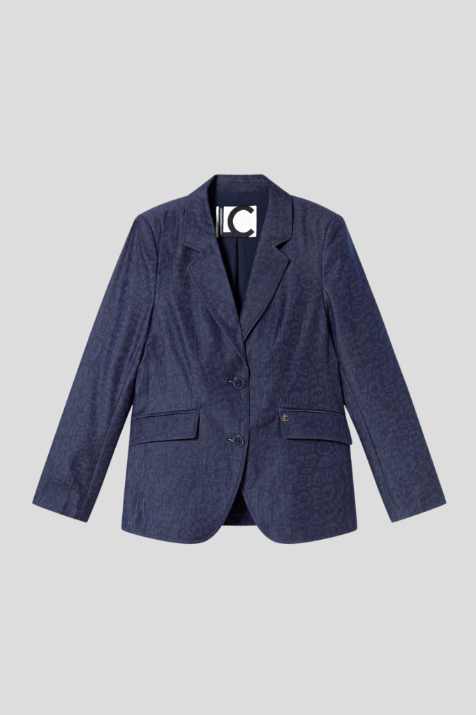Fitted blazer in cashmere print microcorduroy