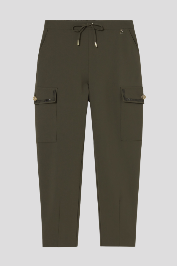 Khaki jogging with side cargo pockets and contrast