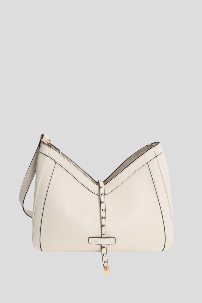 Faux leather shoulder bag with mini studded strap