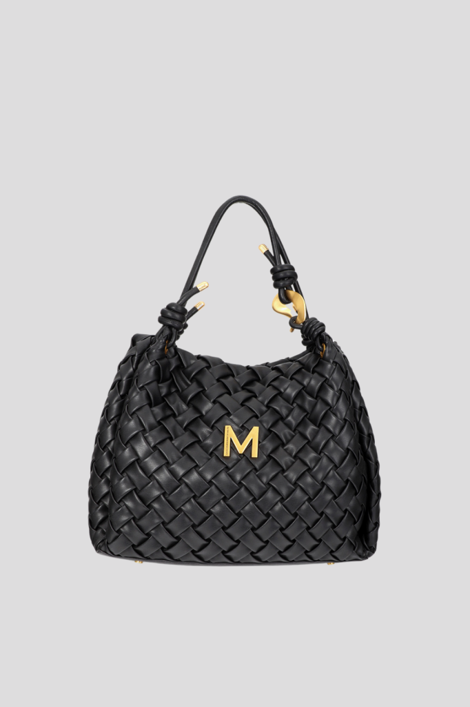 Braided leather-effect shopper with irregular buck