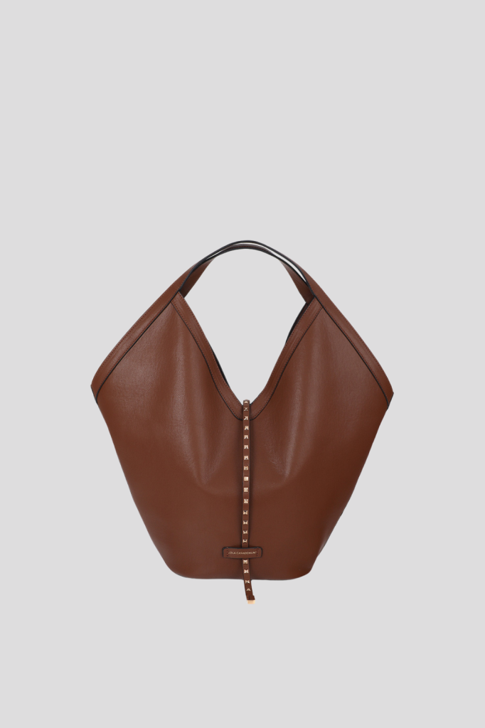 Leather-effect shopper with mini studded strap