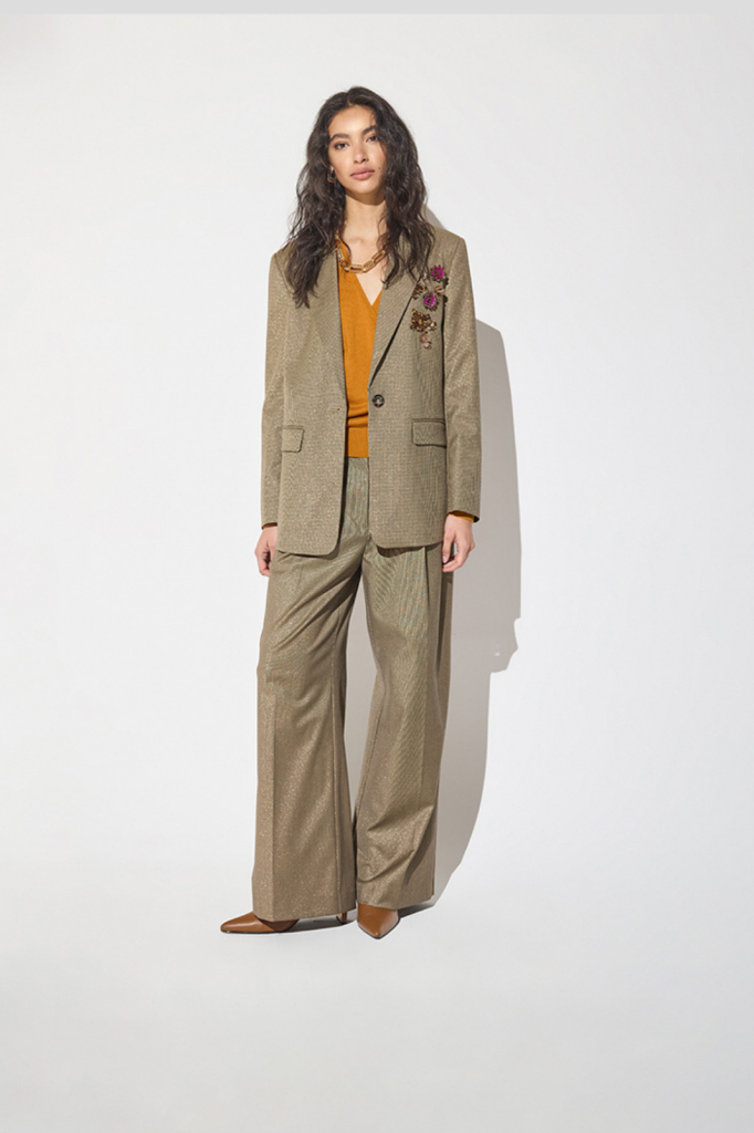 Double trousers with houndstooth pleats