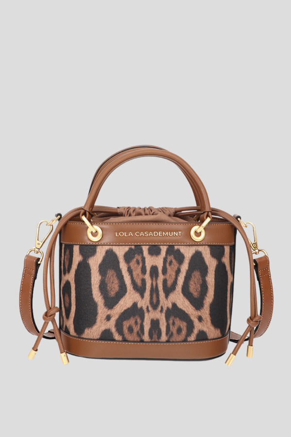 Combined bucket bag with leather effect and animal