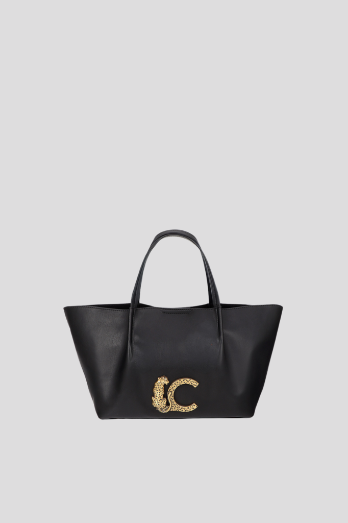 Leather-effect shoulder bag with double handle