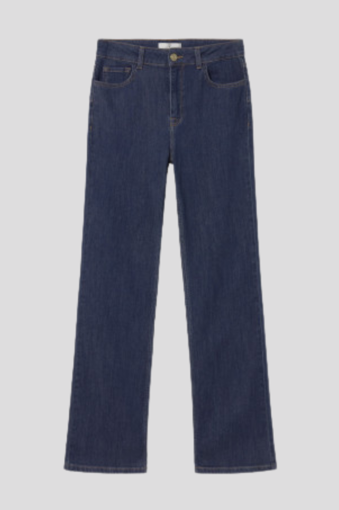 Long jeans with embroidery back pocket LC in contr