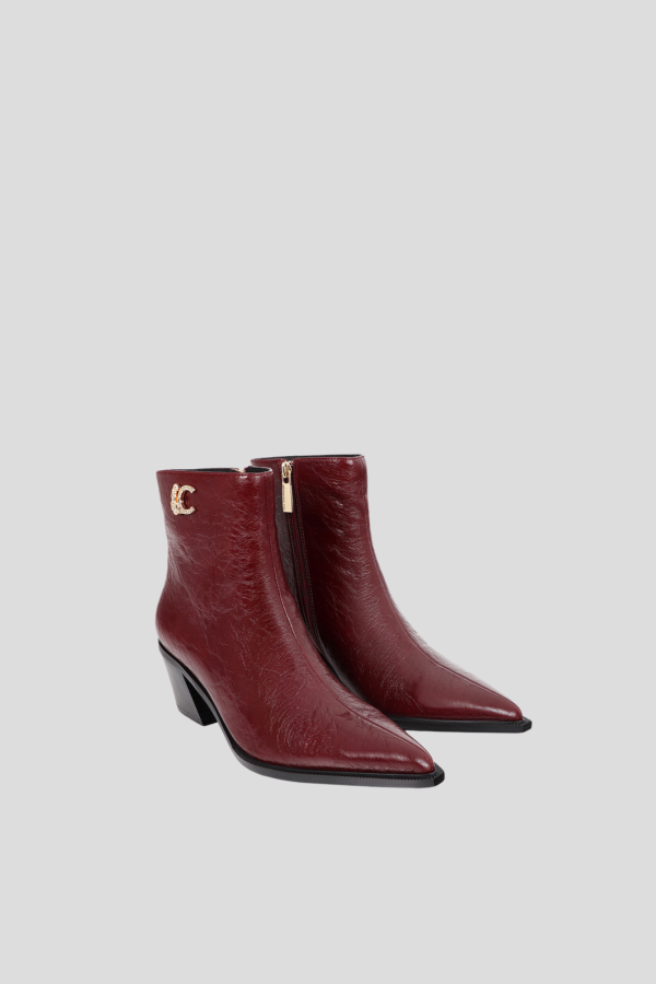 LC textured leopard leather effect ankle boots