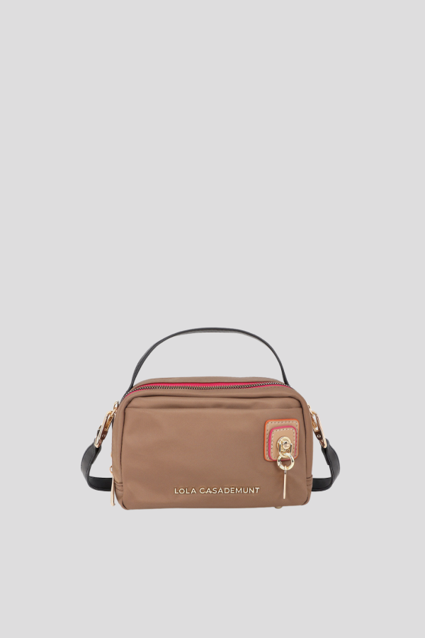 Nylon shoulder bag with ring detail
