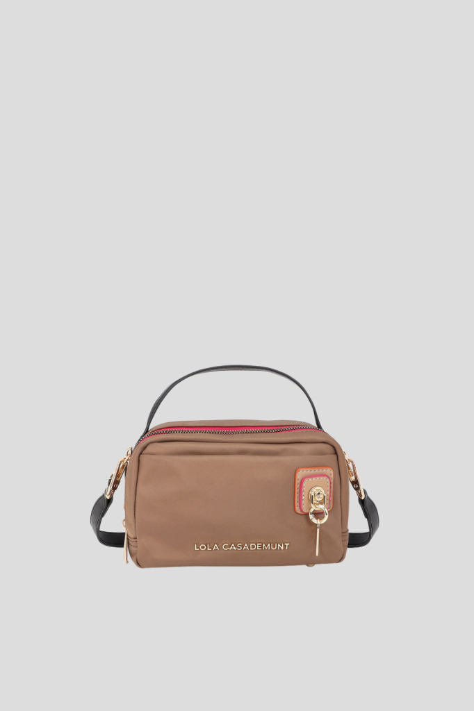 Nylon shoulder bag with ring detail