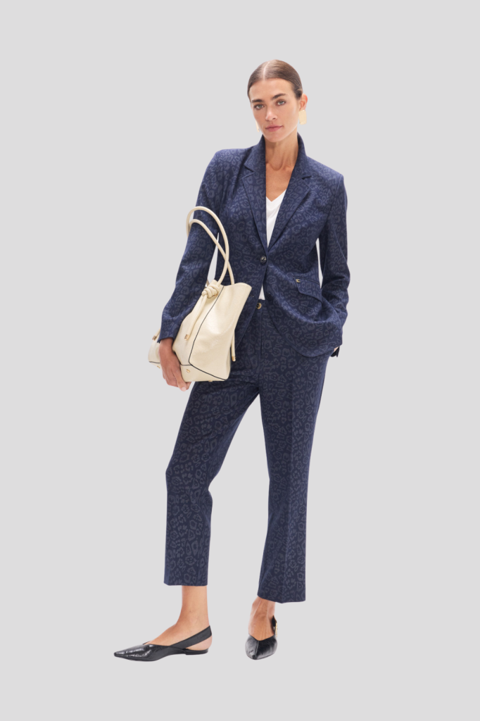 Blue leopard bell pants