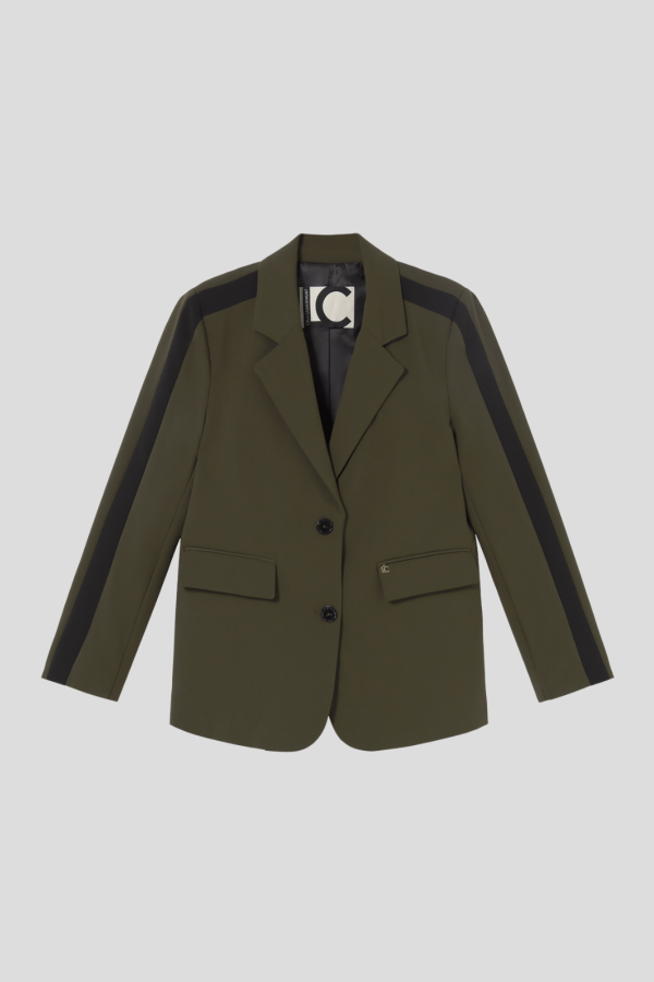 Straight Grosgrain Blazer with Animal Back