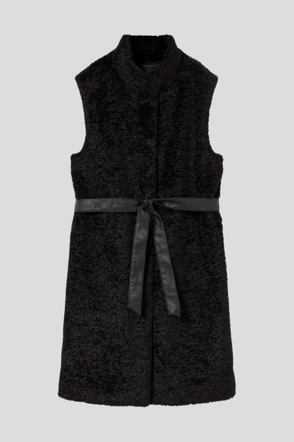 Long Black Sheepskin Vest
