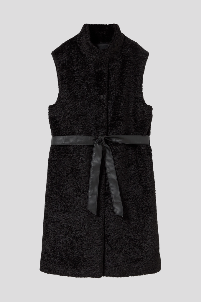 Long Black Sheepskin Vest