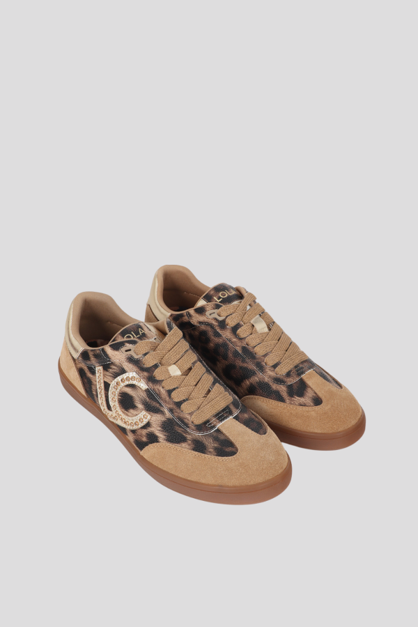Sneaker with Logo and Studs Animal Print