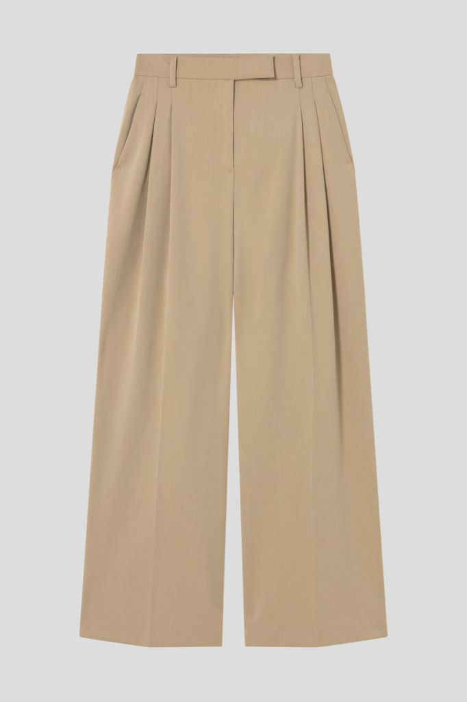 Tailored double pleat long trousers