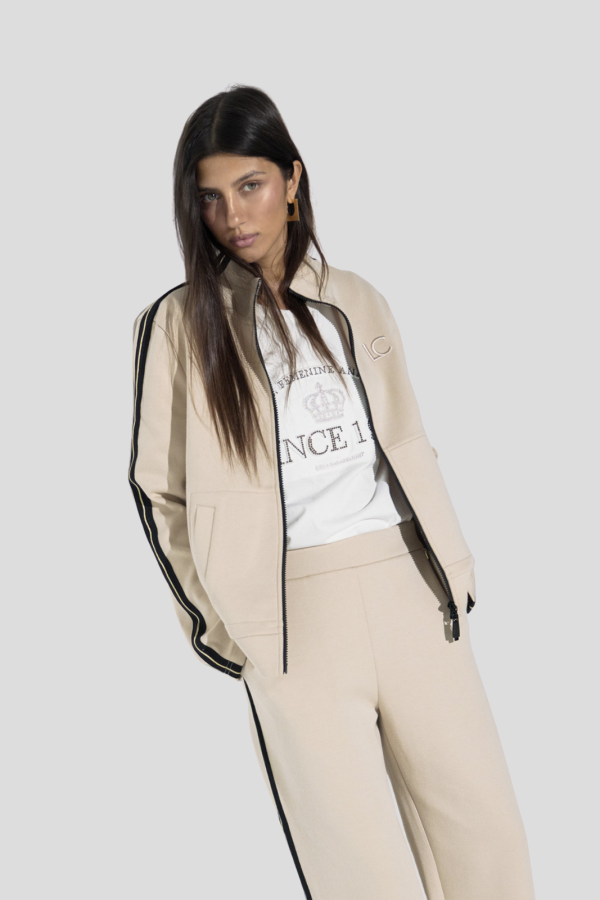 Zipper Sweatshirt with Two-Color Side Band and Bla