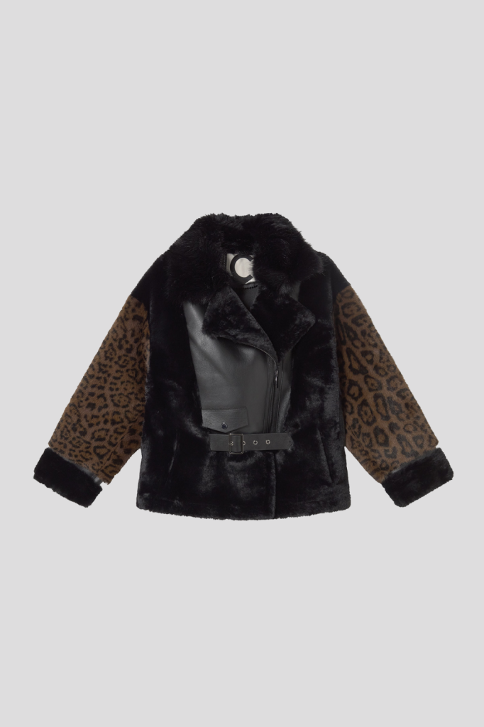 Short Animal Print Fur Coat