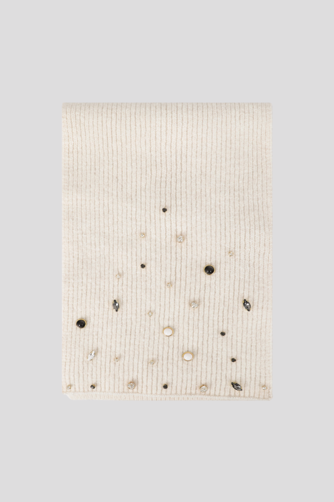 Knitted Scarf with Pearls and Crystals