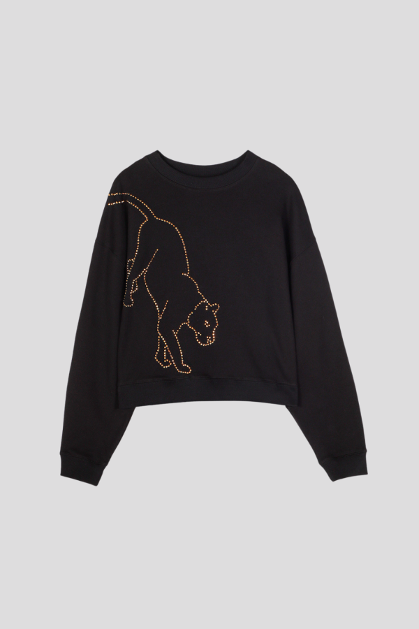 Leopard Sweater with Golden Crystals