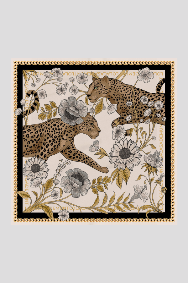 Tigers and Flowers Scarf 90x90cm