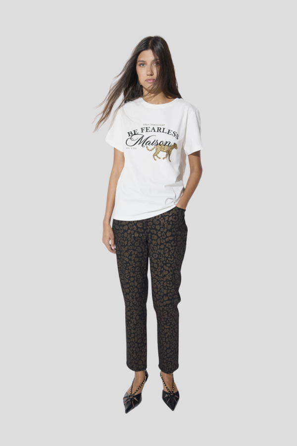 Basic Crew Neck T-Shirt with Front Graphic: 'Maiso