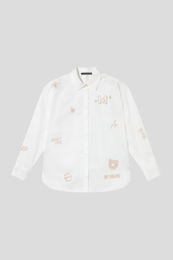 Oversize Shirt with Gold Studs and Positioned Desi